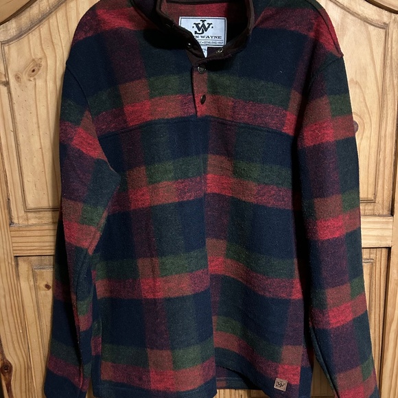 John Wayne Woolly Fleece plaid Pullover - Picture 1 of 5